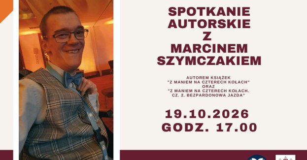 Spotkanie z autorem książek „Z Maniem na czterech kołach” i „Z Maniem na czterech kołach. Cz. 2. Bezpardonowa jazda” odbędzie się 19 października 2026 roku o godzinie 17.00.